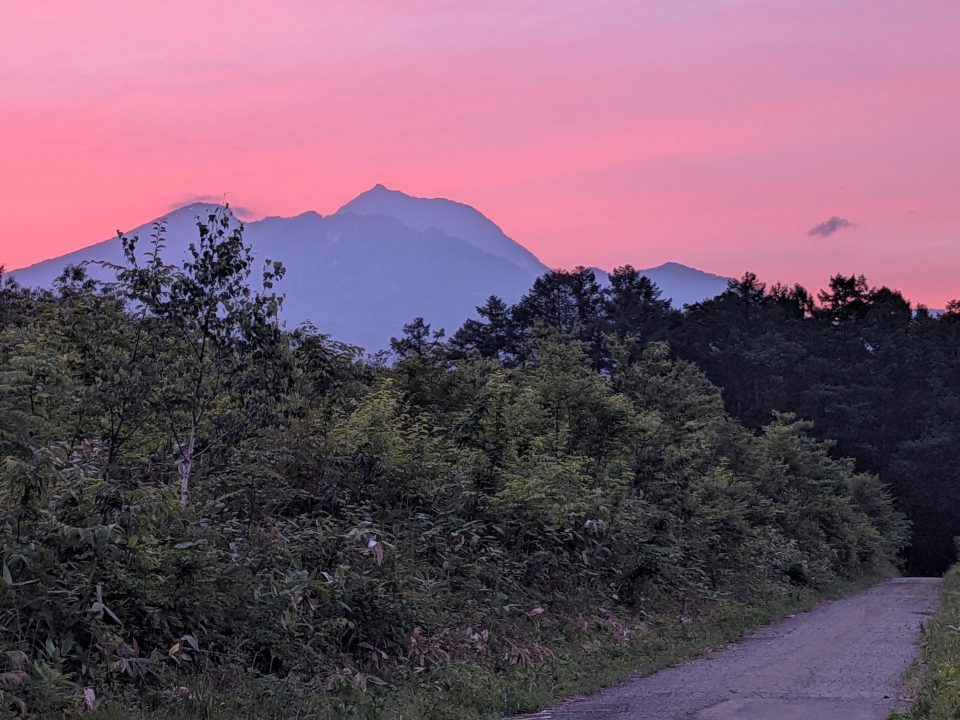 妙高山　夕日